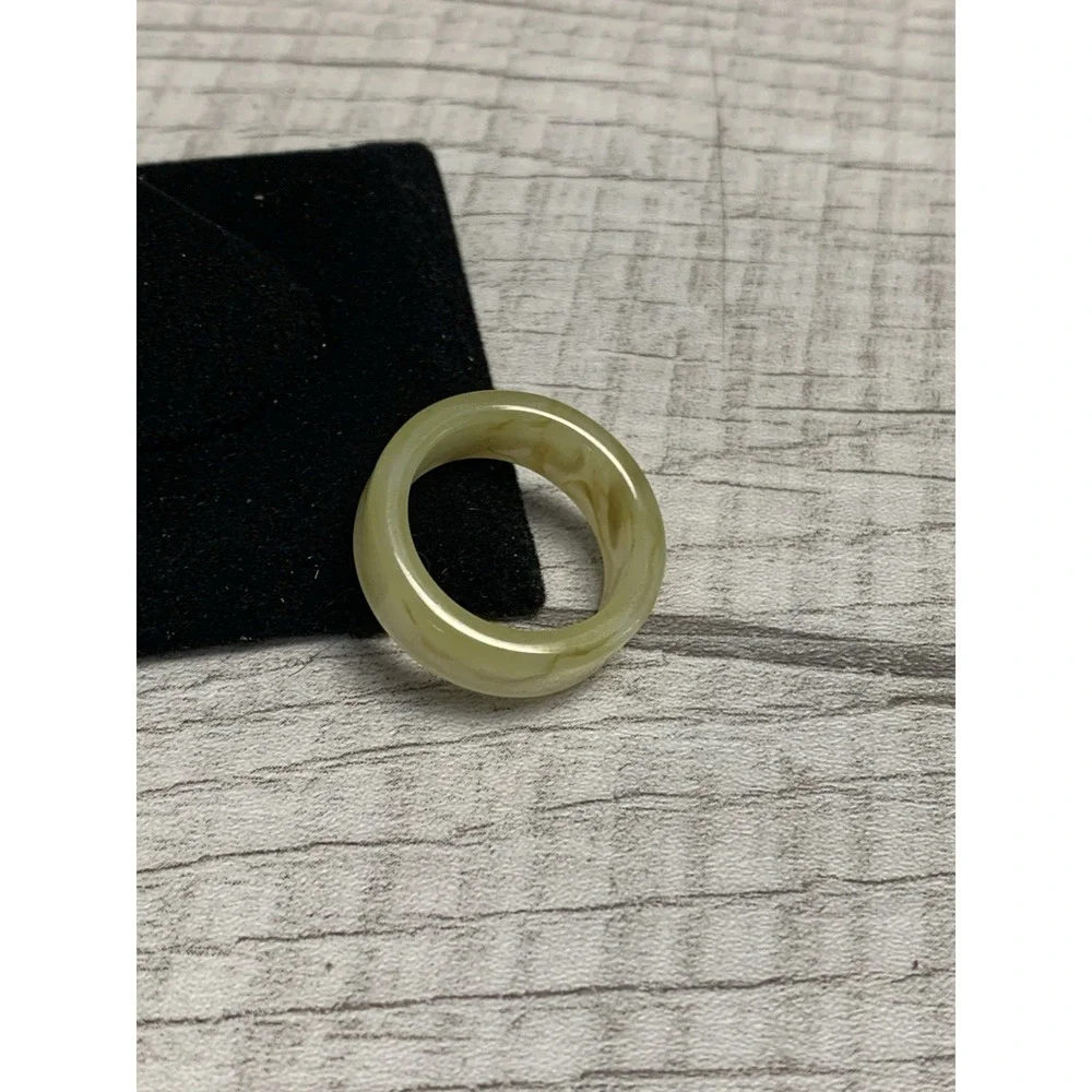 Colorful Acrylic Ring - Transparent Resin Wide Band Round Ring Cream